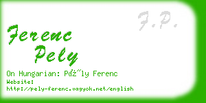 ferenc pely business card